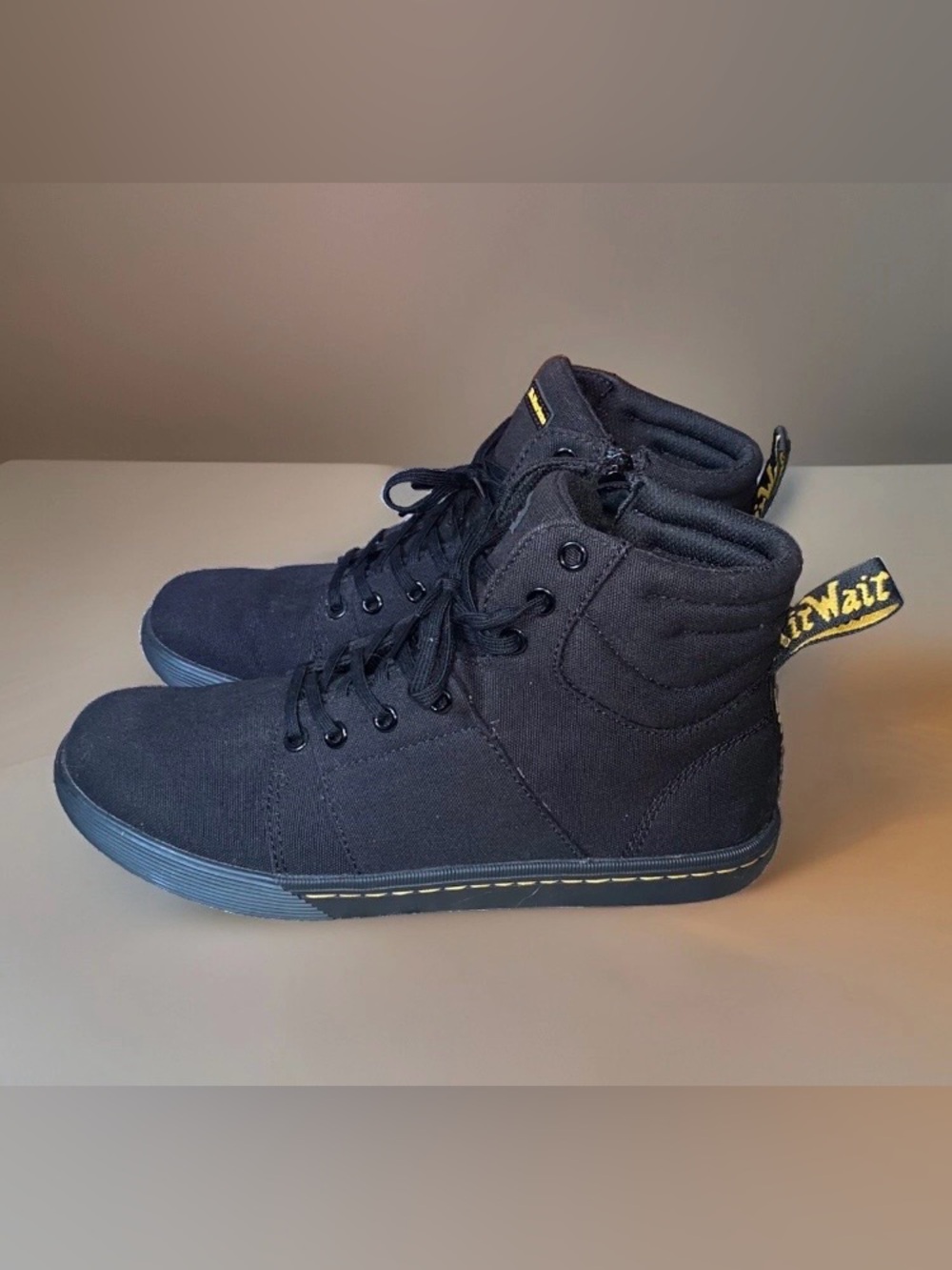 Dr. Martens Rozarya II High Top Boots Womens Size 9 US Black Canvas Side Zip EUC